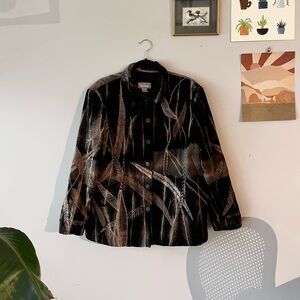 Vintage TanJay Black and Brown Textured and embroidered Button-Up Jacket Size LG